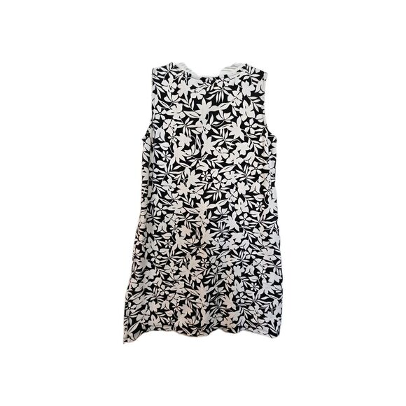 Lands‎ End Tank Dress Black White Floral Print Hibiscus Womens M/P 10-12 - Picture 2 of 7